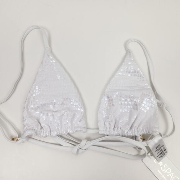 L*Space Brittany Triangle Bikini Top in Opal White Size Small NWT - Picture 1 of 5